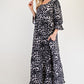 Celeste Full Size Leopard Round Neck Flounce Sleeve Dress