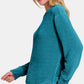 Zenana Chenille Waffle Round Neck Sweater