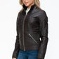 YMI Faux Layered Double-Zipper Jacket with Fuzzy Hood