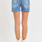 RISEN Front Slit Raw Hem Denim Shorts