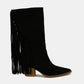 Beast Fashion Suede Fringe Point Toe Boots