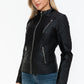 Snobbish Faux Leather Zip Up Mock Neck Jacket