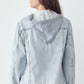 RISEN Full Size Distressed Drawstring Hooded Denim Jacket