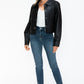 Snobbish Snap Down Long Sleeve PU Leather Jacket