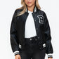 Love Me Now PU Leather Contrast Snap Down Bomber Jacket