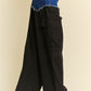 Davi & Dani Denim Patchwork Wide Leg Pants with Cargo Pockets