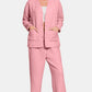 Zenana Quilted Button Up Long Sleeve Top and Pants Lounge Set