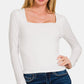 Zenana Square Neck Fitted Long Sleeve T-Shirt