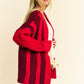 Davi & Dani Cable-Knit Color Block Open Front Cardigan