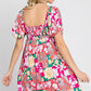 GeeGee Floral Ruff Sleeve Mini Dress