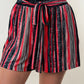 White Birch Full Size High Waisted Striped Shorts