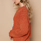 POL Cable-Knit Peace Patch Dropped Shoulder Sweater