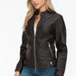 Snobbish Faux Leather Biker Jacket with Side Zip Pockets