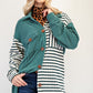 Celeste Full Size Striped Button Up Dropped Shoulder Shacket