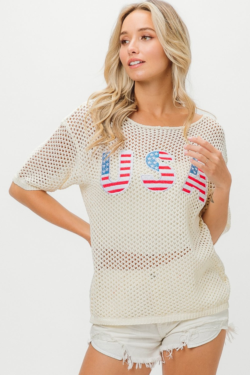 BiBi US Flag Theme Knit Cover Up
