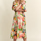 ADORA Floral V-Neck Puff Sleeve Midi Dress