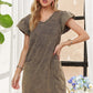 ADORA Mineral Washed V-Neck Ruffled Cap Sleeve Dress