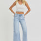 RISEN Full Size High Rise Seamed Detail Wide Leg Crop Jeans