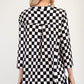 Celeste Full Size Curved Hem Checkered Notched Blouse