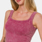 Zenana Washed Ribbed Scoop Neck Wide Strap Tank