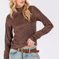 SAGE + FIG Glitter Mock Neck Lettuce Hem Long Sleeve Top