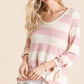 Reborn J Ribbon Cuff Contrast Striped Hacci Top