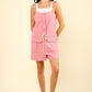 VERY J Half Button Drawstring Sleeveless Romper