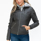 YMI Faux Layered Double-Zipper Jacket with Fuzzy Hood