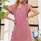 ADORA Mineral Washed V-Neck Ruffled Cap Sleeve Dress