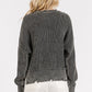 Mittoshop Distressed Hem Round Neck Dropped Shoulder Sweater