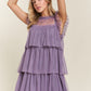ADORA Layered Ruffled Cap Sleeve Mesh Dress