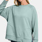 Zenana Scuba Round Neck Side Slit Sweatshirt