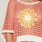 POL Hollow Out Flower Half Sleeve Knit Cover Up