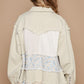 POL Raw Hem Patchwork Dropped Shoulder Jacket