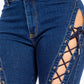 American Bazi High Rise Lace Up Jeans