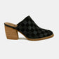 Beast Fashion Woven Checkerboard Block Heel Mule Shoes