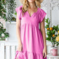 Reborn J Tiered Notched Cap Sleeve Dress