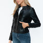 Snobbish PU Leather Zip Up Jacket with Pockets