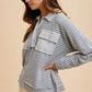 Annie Wear Striped Button Detail Long Sleeve Polo Top