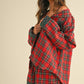 Annie Wear Contrast Plaid Long Sleeve Top and Shorts Set