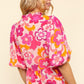 Haptics Full Size Frill Floral Puff Sleeve Blouse