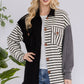 Celeste Full Size Striped Button Up Dropped Shoulder Shacket