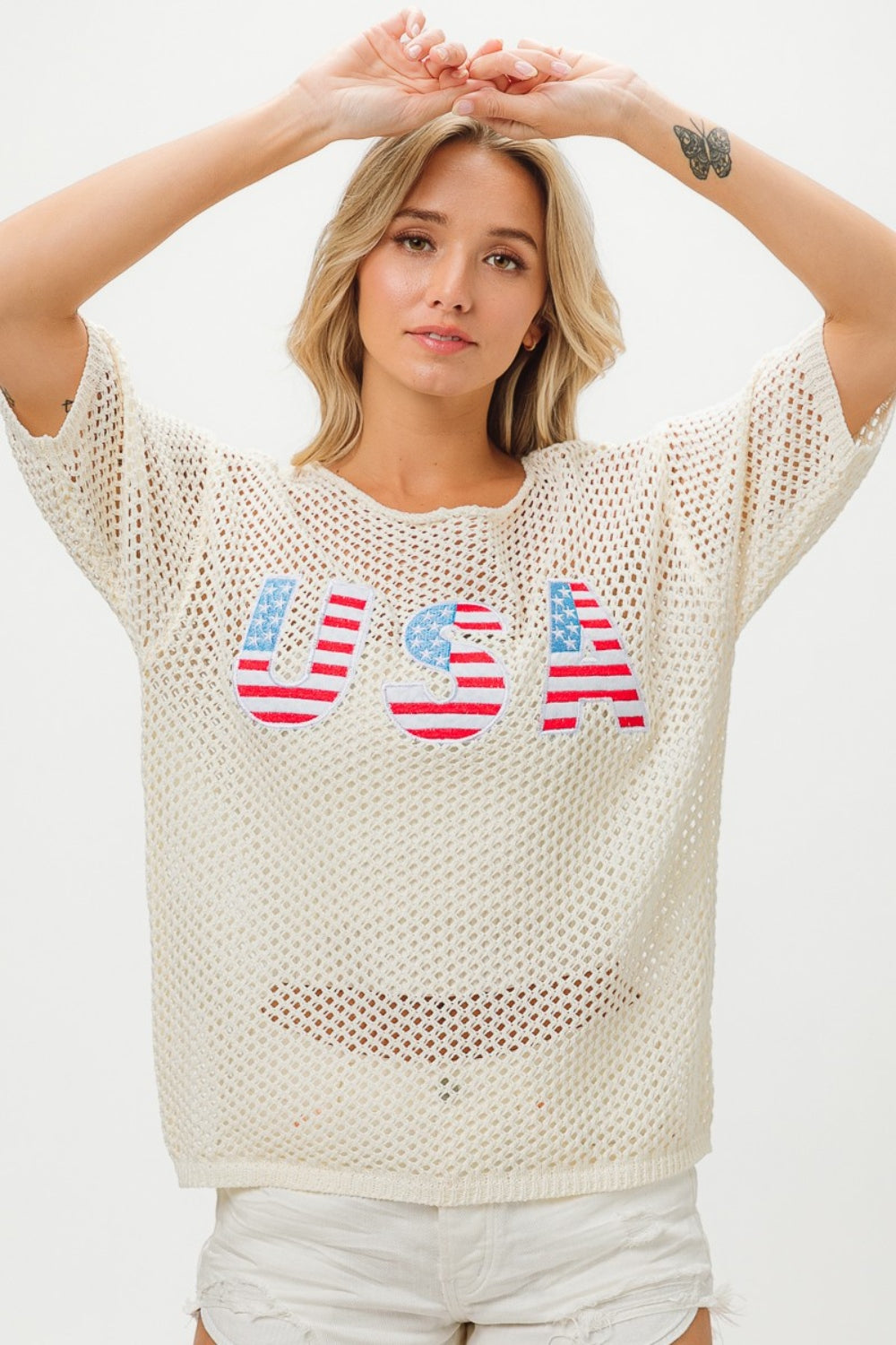 BiBi US Flag Theme Knit Cover Up