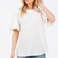 Ces Femme Textured Puff Sleeve Top