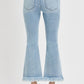 RISEN Full Size Raw Hem Distressed Cropped Flare Jeans Plus Size