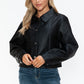 Snobbish Snap Down Long Sleeve PU Leather Jacket