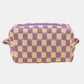 Zenana Checkered Pattern Knitted Cosmetic Pouch