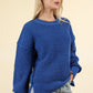 VERY J Waffle-Knit Exposed Seam Round Neck Sweater