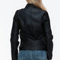 Snobbish PU Leather Biker Jacket with Side Zip Pockets