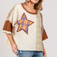 SAGE + FIG Round Neck Plaid Star Patch T-Shirt